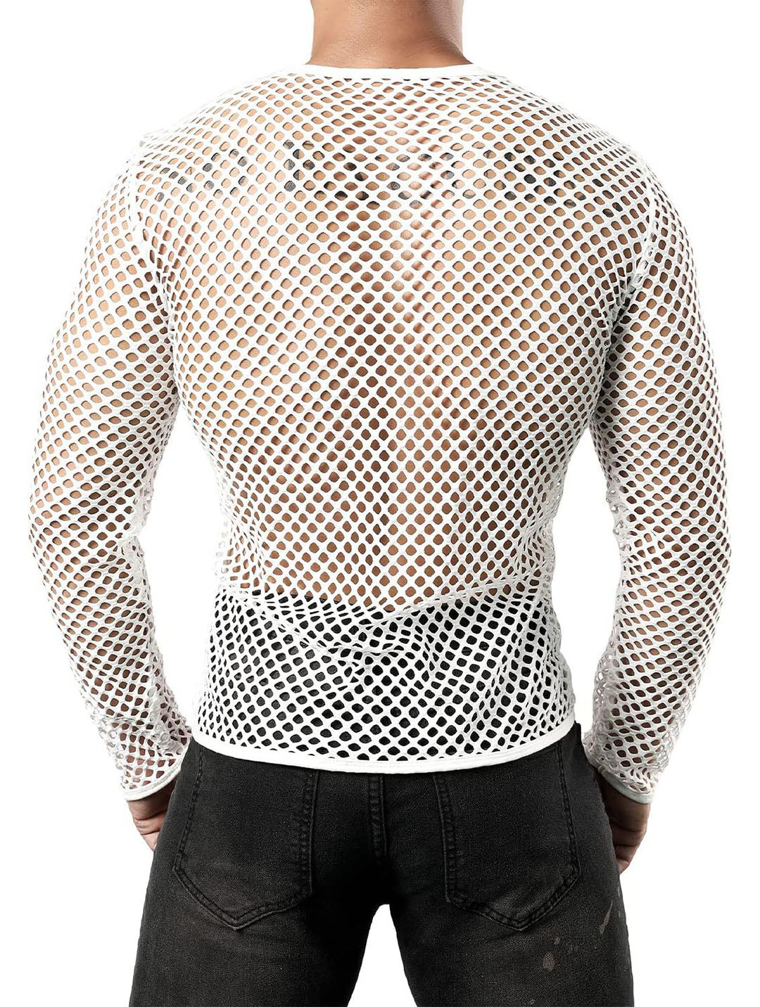 Haut sexy en résille pour homme - T-shirt de sport ajusté pour rave, clubwear et fêtes, sous-vêtements transparents pour hommes