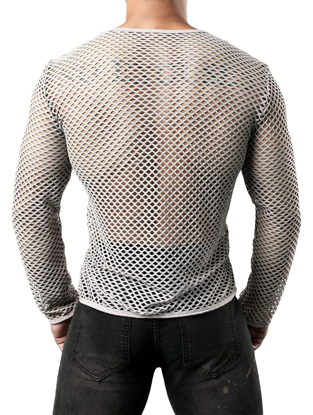 Haut sexy en résille pour homme - T-shirt de sport ajusté pour rave, clubwear et fêtes, sous-vêtements transparents pour hommes