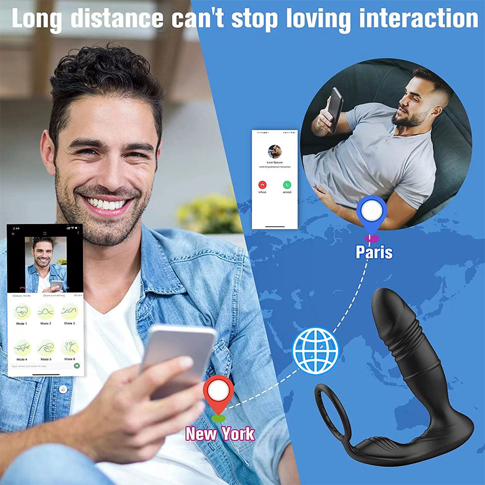 Jouet anal pour adulte avec 9 modes d'extension et de vibration, contrôle par application