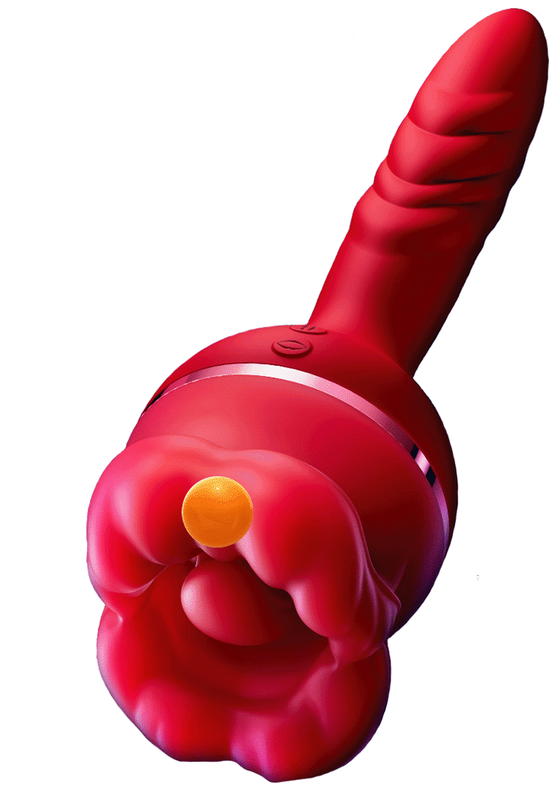 Rose Vibrator 7 Thrusting Telescopic Dildo Mouth 5 Tongue Licking Nipple Clitoris Stimulator Vaginal Vibratior