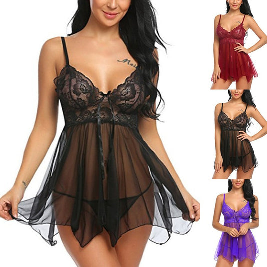 Lingerie pour femme Babydoll Chemise de nuit en dentelle Lingerie