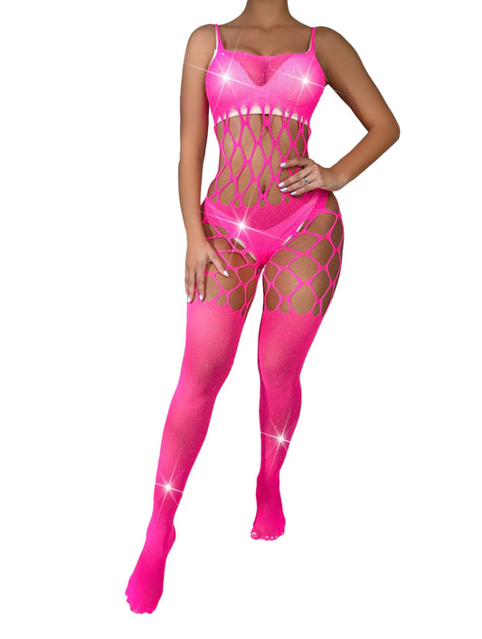 Body résille décolleté pour femme - Body résille à épaules dénudées