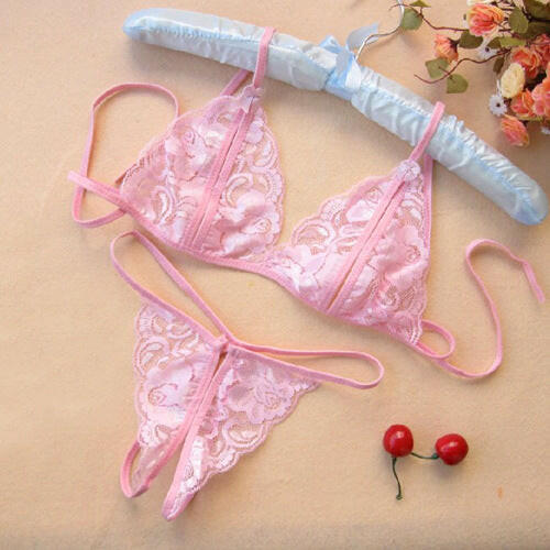 Sexy Lingerie Set – See-Through Lace Two-Piece Bra & Panty Boudoir Sleepwear