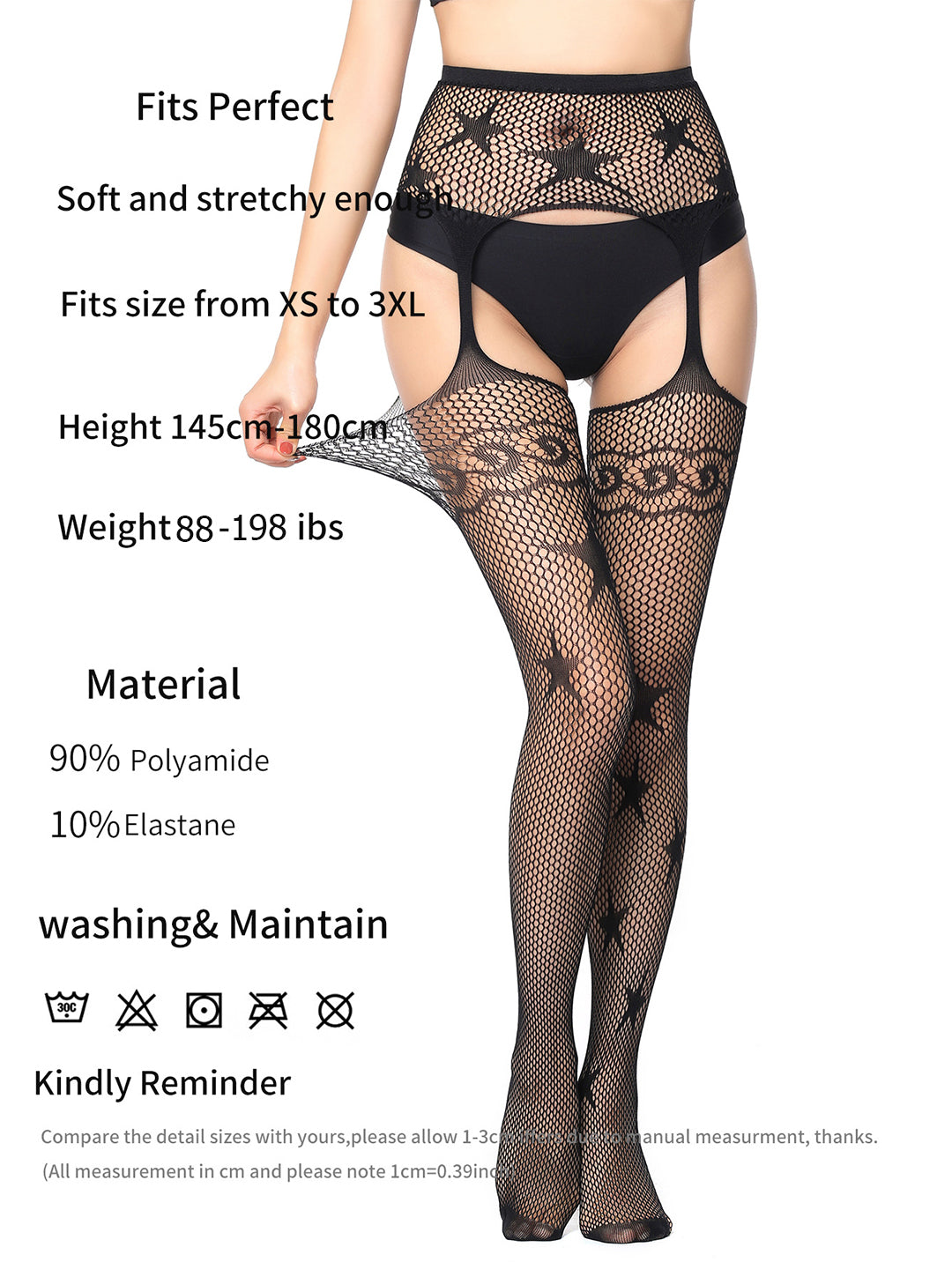 Fishnet Thigh-High Stockings with Garter Belt Sexy & Comfortable Fit Fishnet Thigh-High Stockings with Garter Belt Sexy & Comfortable Fit