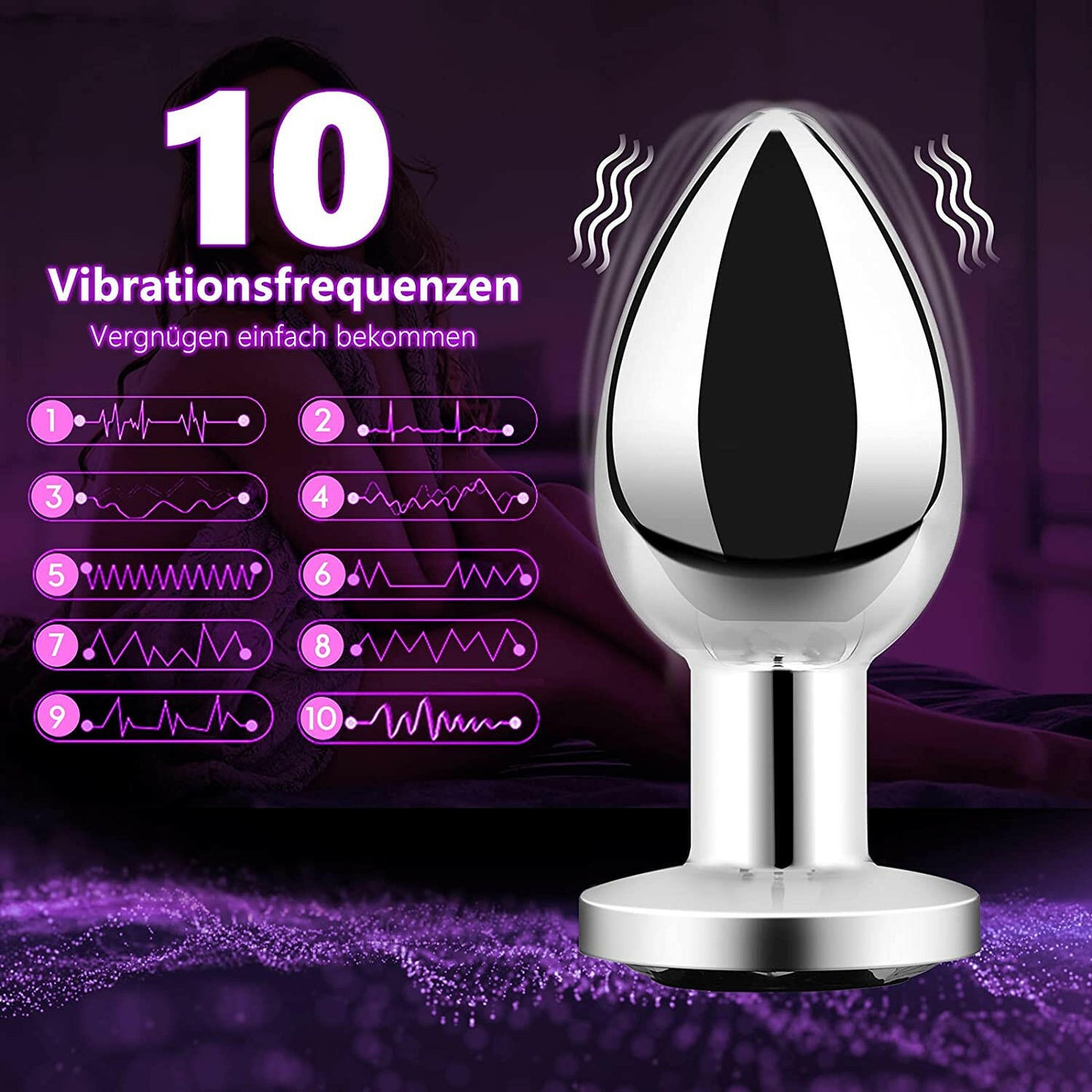 Jouet adulte 10 vibrations Plug anal en acier inoxydable télécommandé