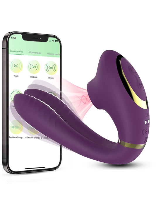Appareil de masturbation féminine à vibration et poussée automatique à 10 modes – Vibromasseur point G contrôlé par application avec aspiration clitoridienne