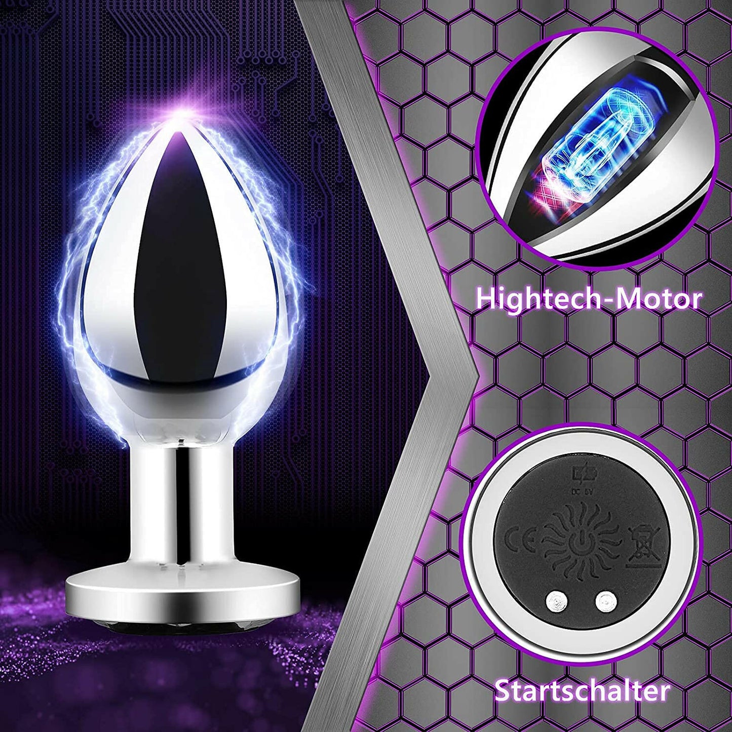 Jouet adulte 10 vibrations Plug anal en acier inoxydable télécommandé