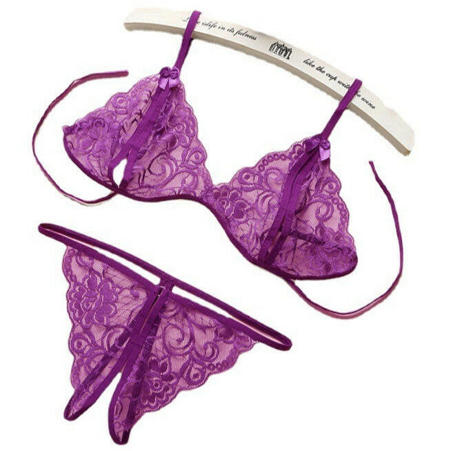 Sexy Lingerie Set – See-Through Lace Two-Piece Bra & Panty Boudoir Sleepwear