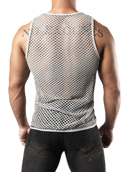 Haut sexy en résille pour homme - T-shirt de sport pour rave et clubwear