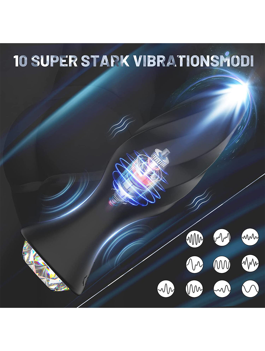 Jouet pour adulte, vibromasseur anal diamant à 10 modes de vibration, télécommande sans fil