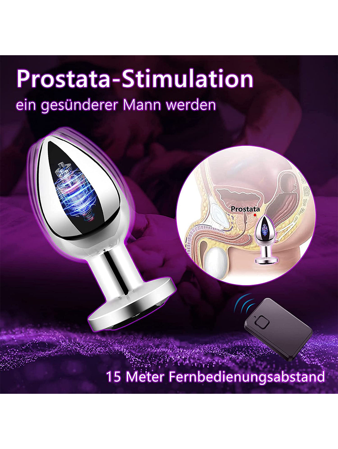 Jouet adulte 10 vibrations Plug anal en acier inoxydable télécommandé