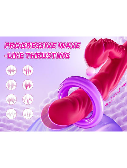 Gode ​​Dragon Poussant | 5 modes de vibration et stimulateur clitoridien