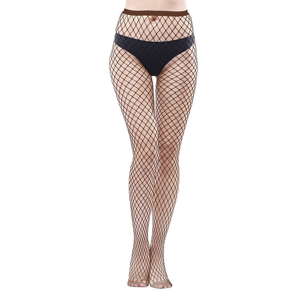 Combinaison bas résille pour femme, leggings taille haute, motif grille moyenne