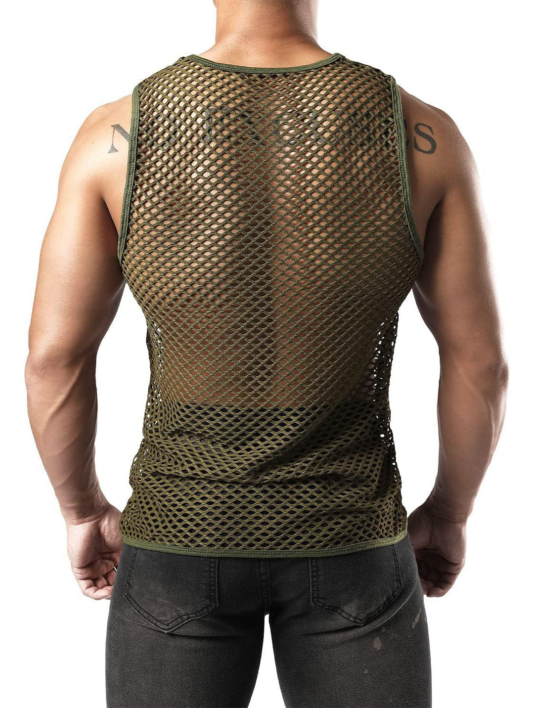 Haut sexy en résille pour homme - T-shirt de sport pour rave et clubwear