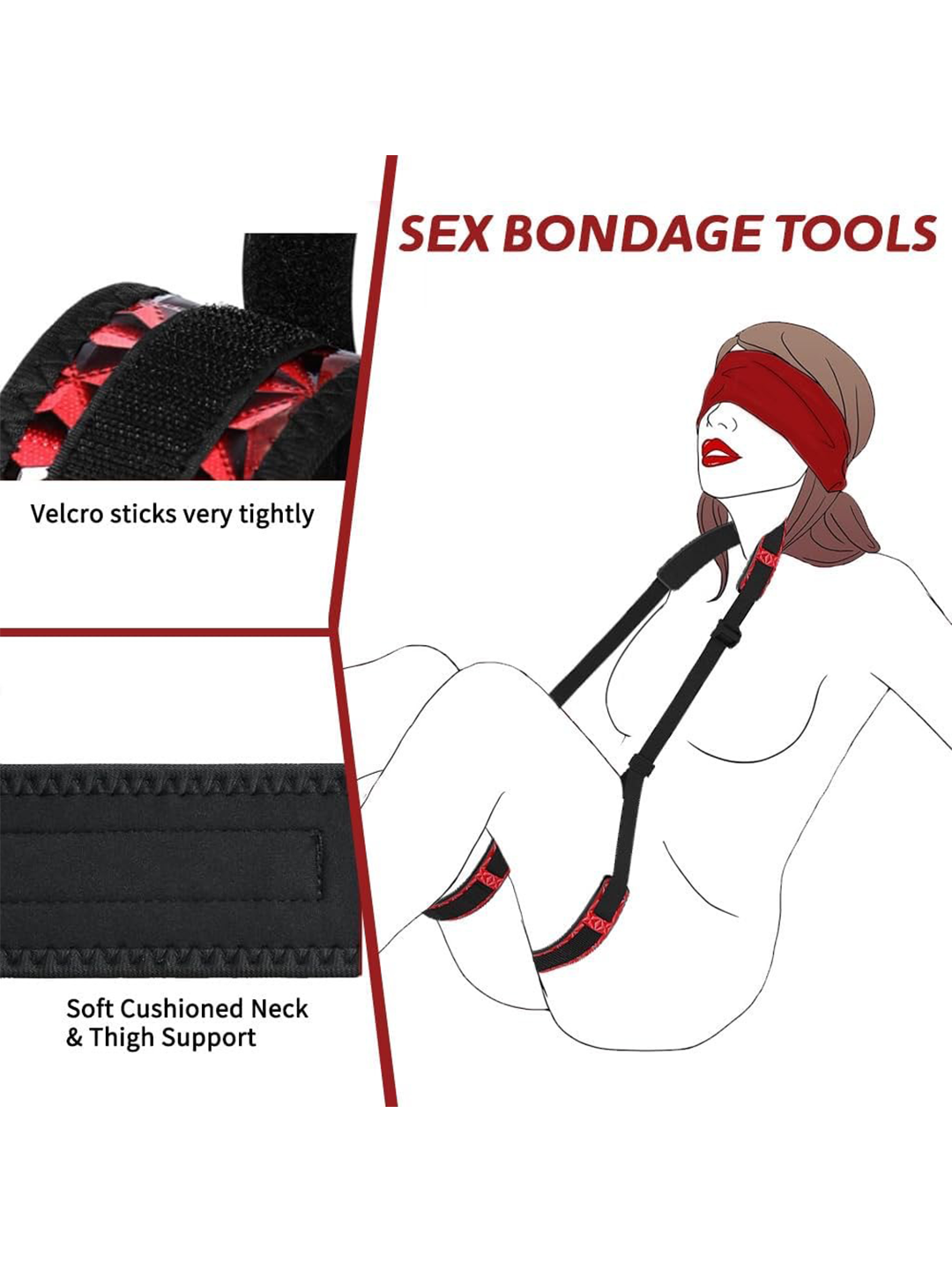 Adjustable BDSM Harness Bondage Kit Couples Restraint Set with Inflatable Pillow Adjustable BDSM Harness Bondage Kit Couples Restraint Set with Inflatable Pillow