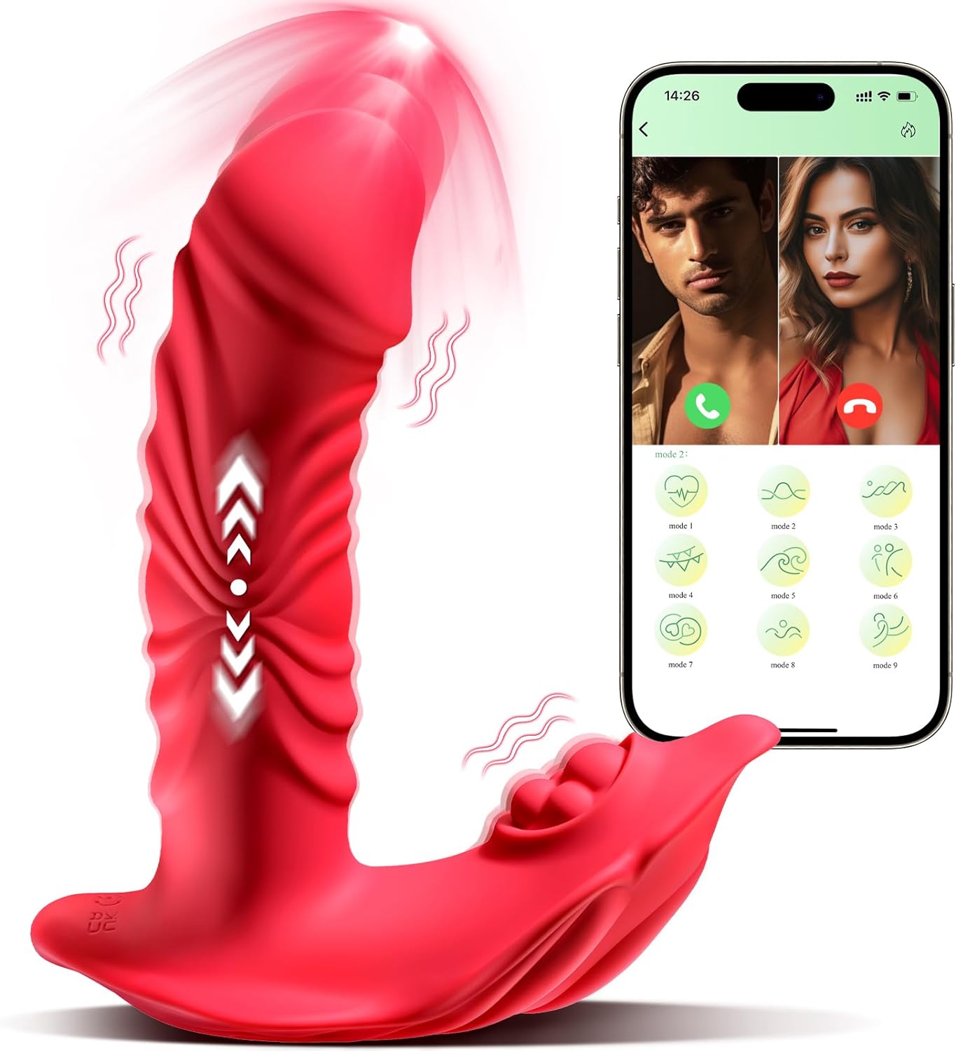 Vibromasseur portable avec contrôle par application, gode avec 9 modes de poussée et 9 modes de vibration, stimulateur clitoridien