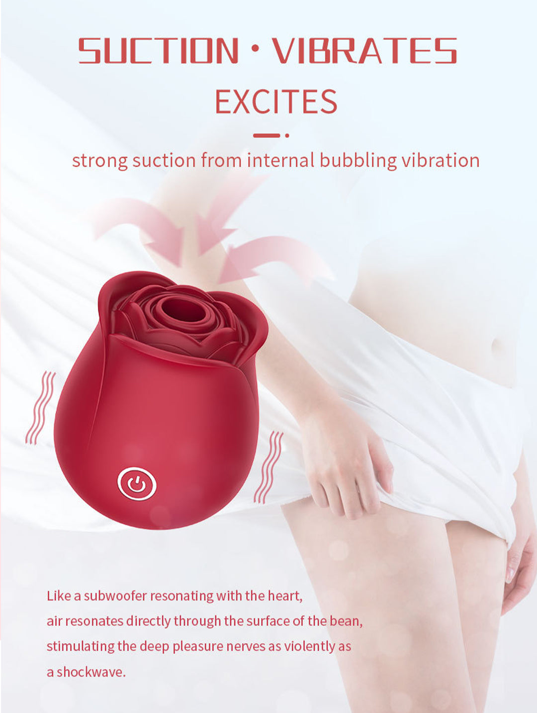 Vibromasseur rose à 10 modes de vibration et de succion