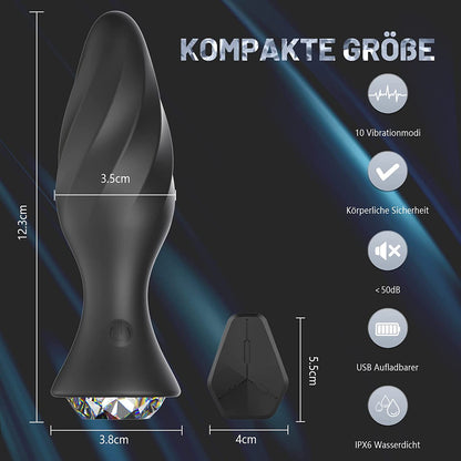 Jouet pour adulte, vibromasseur anal diamant à 10 modes de vibration, télécommande sans fil