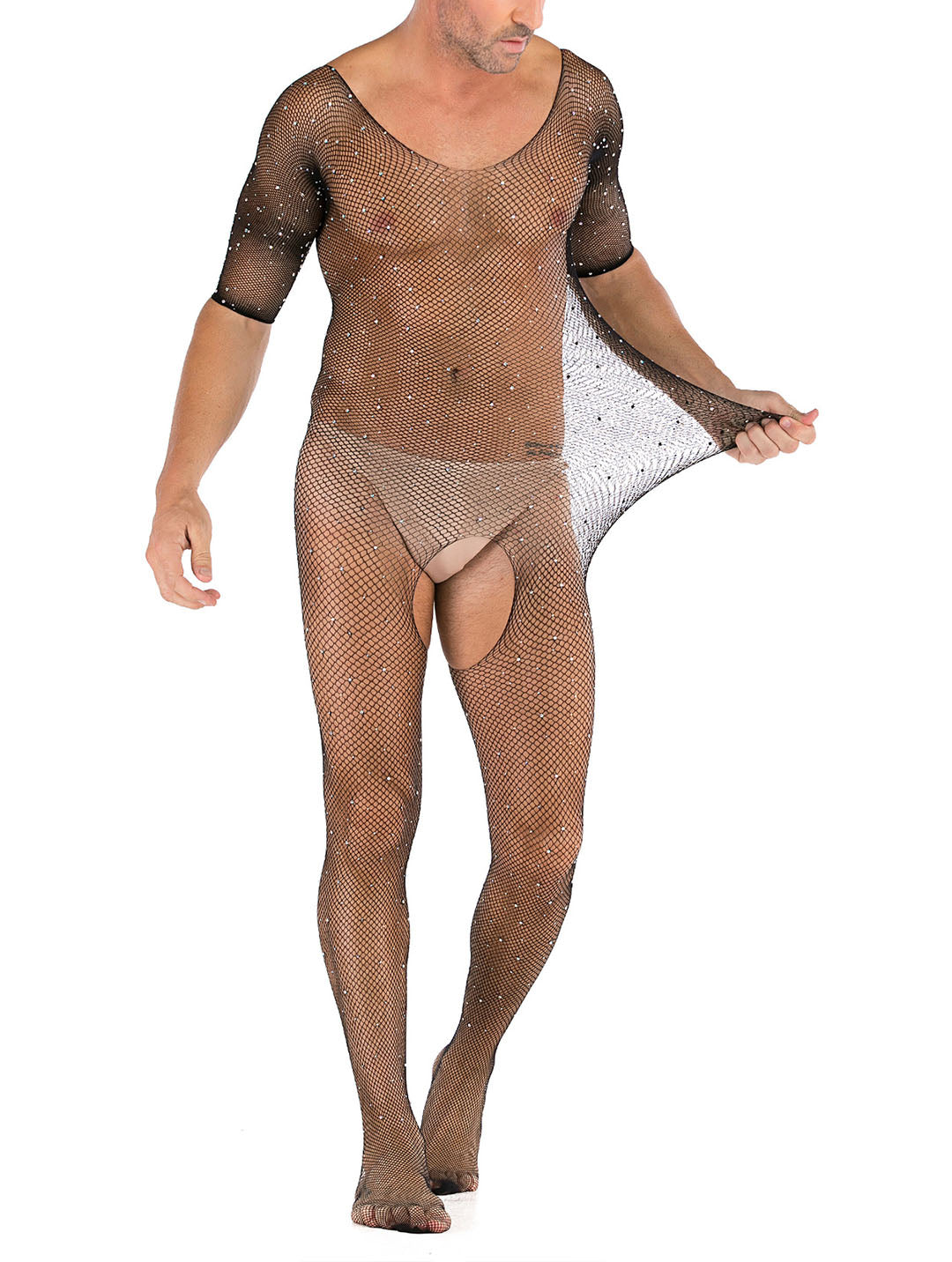 Lingerie en dentelle florale pour homme, sous-vêtements transparents, justaucorps sexy en résille, combinaison de lutte, mini robe, tenue de club - 35 styles