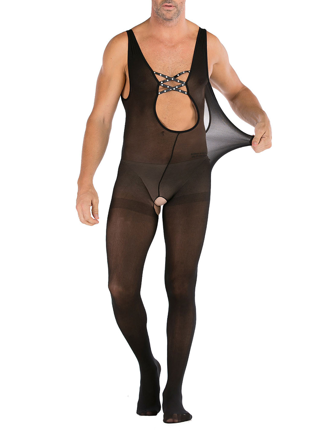Lingerie en dentelle florale pour homme, sous-vêtements transparents, justaucorps sexy en résille, combinaison de lutte, mini robe, tenue de club - 35 styles