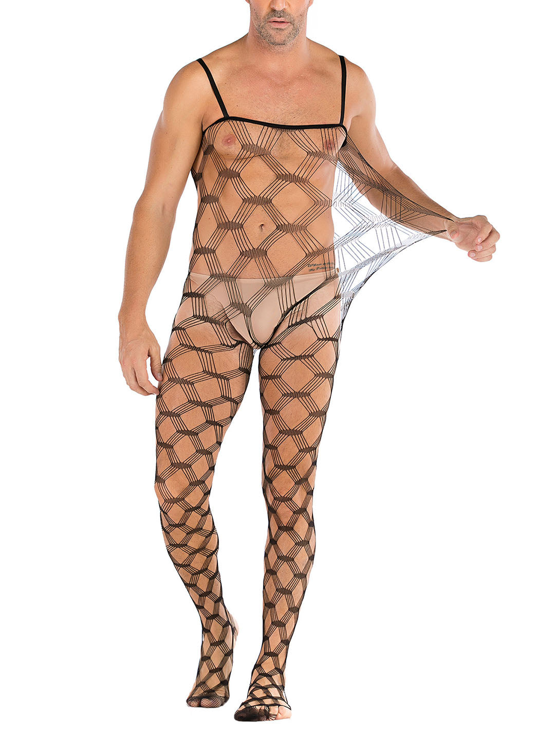 Lingerie en dentelle florale pour homme, sous-vêtements transparents, justaucorps sexy en résille, combinaison de lutte, mini robe, tenue de club - 35 styles