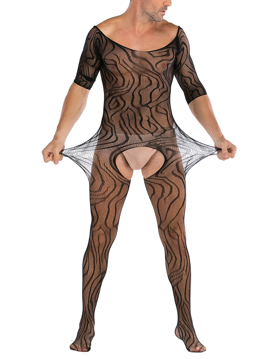 Lingerie en dentelle florale pour homme, sous-vêtements transparents, justaucorps sexy en résille, combinaison de lutte, mini robe, tenue de club - 35 styles