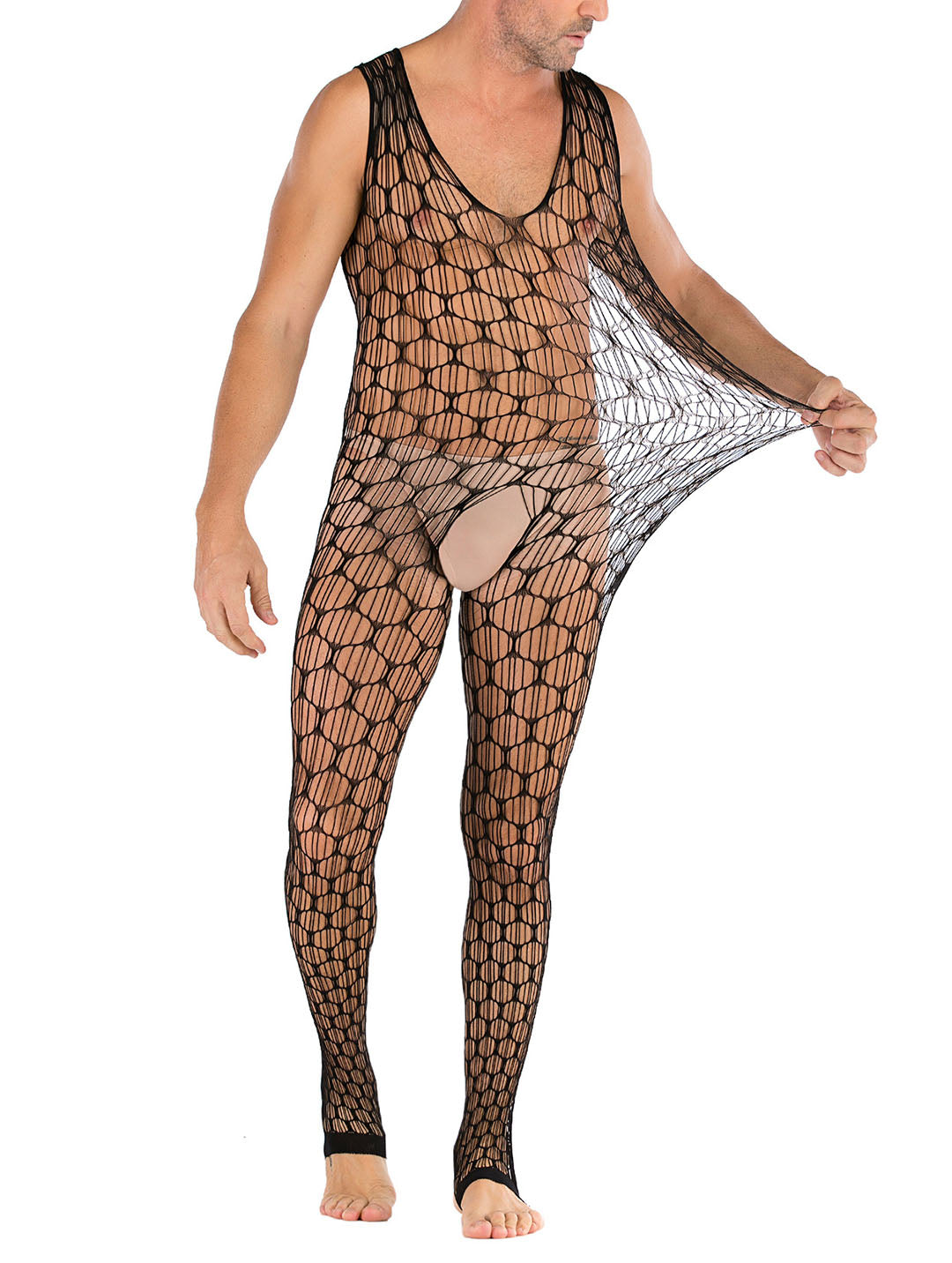 Lingerie en dentelle florale pour homme, sous-vêtements transparents, justaucorps sexy en résille, combinaison de lutte, mini robe, tenue de club - 35 styles