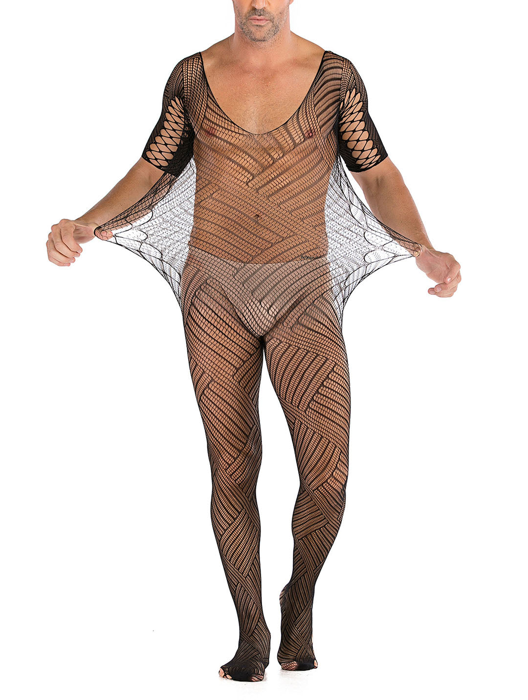 Lingerie en dentelle florale pour homme, sous-vêtements transparents, justaucorps sexy en résille, combinaison de lutte, mini robe, tenue de club - 35 styles
