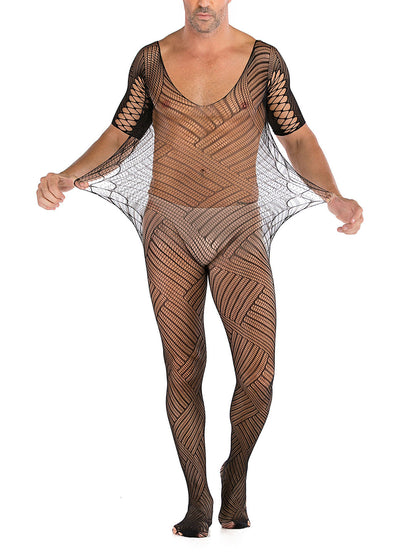 Lingerie en dentelle florale pour homme, sous-vêtements transparents, justaucorps sexy en résille, combinaison de lutte, mini robe, tenue de club - 35 styles