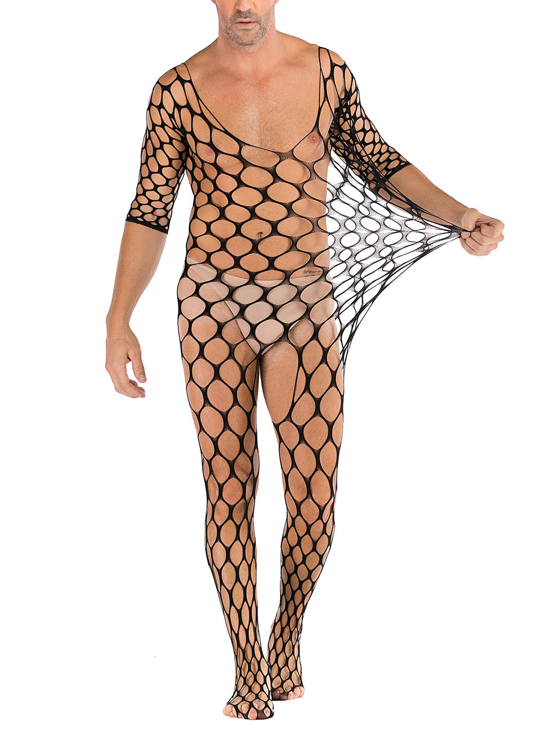 Lingerie en dentelle florale pour homme, sous-vêtements transparents, justaucorps sexy en résille, combinaison de lutte, mini robe, tenue de club - 35 styles
