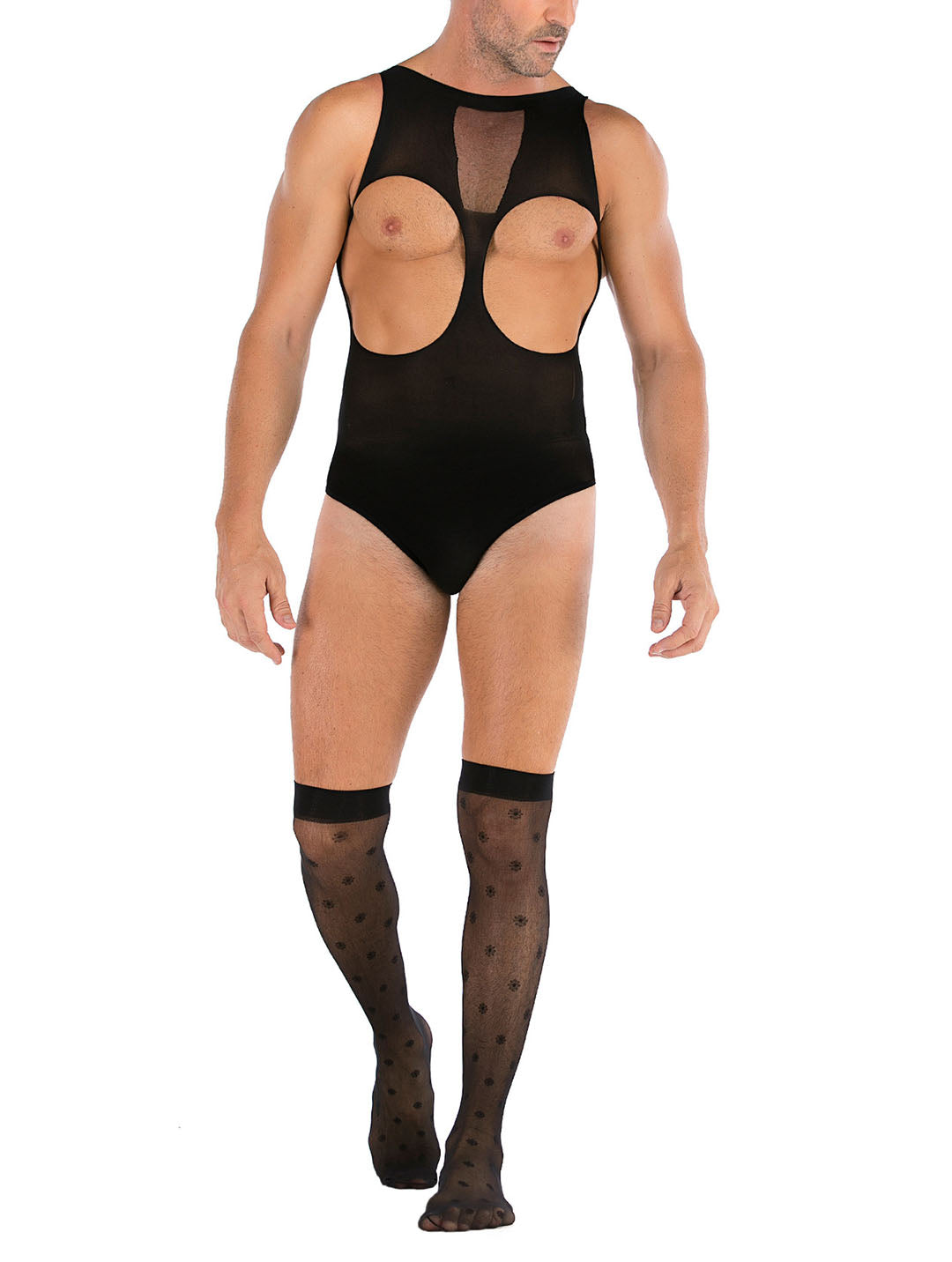 Lingerie en dentelle florale pour homme, sous-vêtements transparents, justaucorps sexy en résille, combinaison de lutte, mini robe, tenue de club - 35 styles