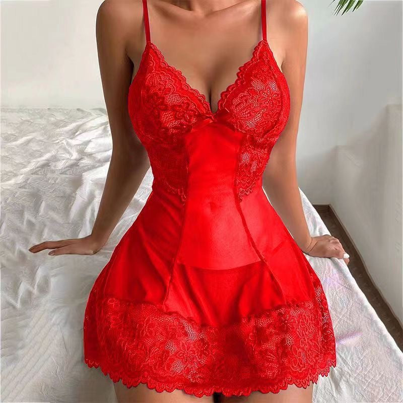 Sexy Babydoll Lingerie Nightwing V Neck Mesh Teddy Lace Design