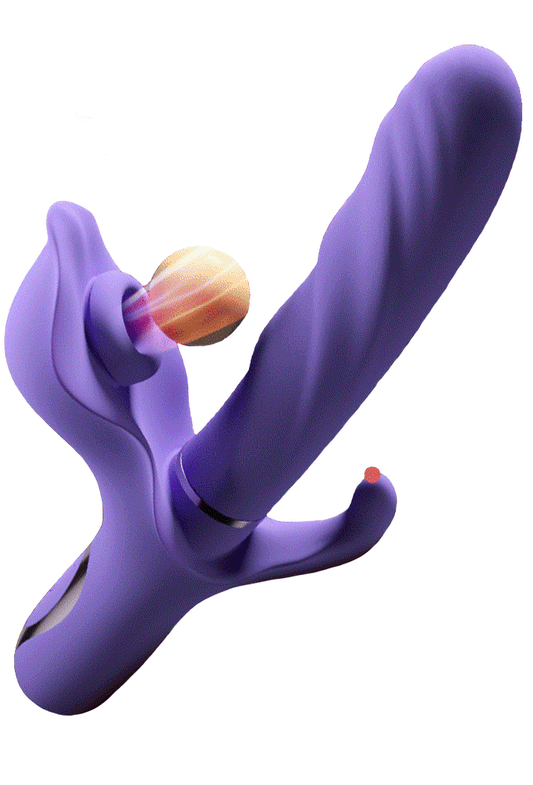 Vibromasseur lapin 3 en 1 avec 10 modes de poussée, 10 modes de battement et 10 modes de vibration, vibromasseur gode à poussée