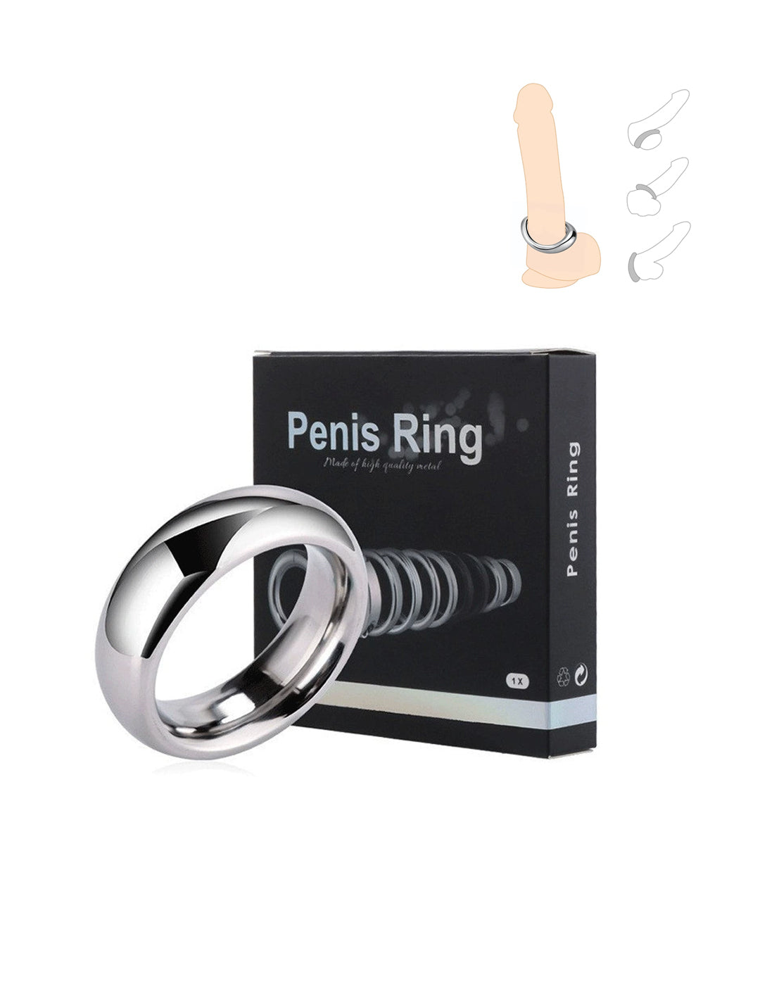 Anneau pénien en acier inoxydable – Anneau pénien en métal, anneau de contrôle de l'éjaculation et accessoire BDSM