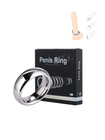 Anneau pénien en acier inoxydable – Anneau pénien en métal, anneau de contrôle de l'éjaculation et accessoire BDSM